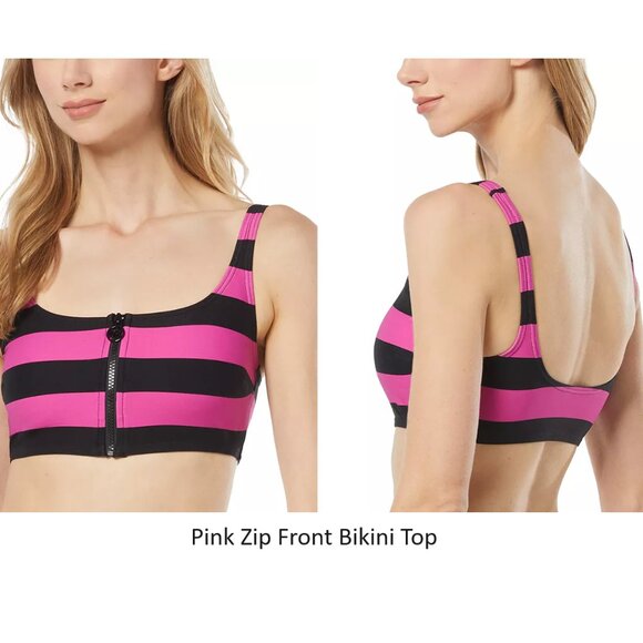 NWT Michael Kors Women's Bikini Lace Up Zip Front Tops Size XS-L $100 12HL858 - Picture 2 of 5